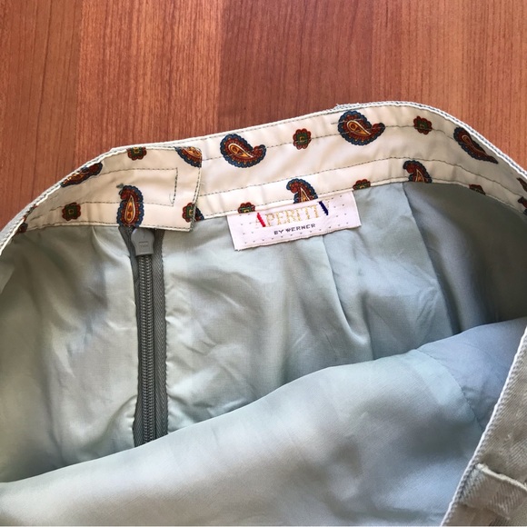 APERITIVE by WERNER | Vintage Tailored 100% Silk Green Mini Skirt Size 10 - Picture 12 of 15